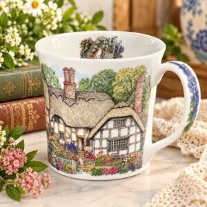 Dunoon Country Cottages Sue Scullard Fine Bone China Mug England 10 oz Cats